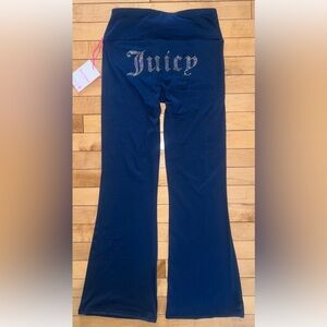 NEW ! JUICY COUTURE Sport OG Big Bling Logo Flare Leggings Regal Blue Size S